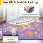 RELEANY Floral Washable Square 4ft Area Rug Purple/Pink | Flower Carpet Print - Image 5
