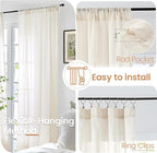 BGment Short Beige Linen Semi Sheer Curtains 30 Inch Length - Image 6