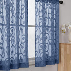 Furman Cafe Curtains 36 Inch Length 2 Panels Set, Elegant Geometric Jacquard - Image 2