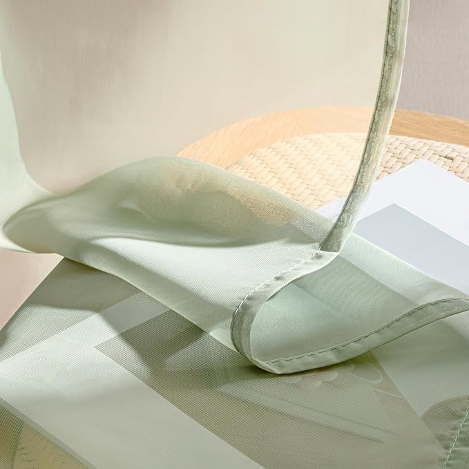 MIULEE Sage Green Sheer Curtains 96 Inches Long 4 Panels 54 x 96 Inches | Light - Image 7