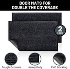 Front Door Mat, Indoor Outdoor Welcome Entryway Doormat, 36x24 Steel Gray | - Image 2