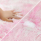 Super Soft Fluffy Living Room Area Rug 3x10 ft Tie-Dyed Light Pink Shaggy Furry - Image 6