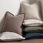 MIULEE Linen Fringe Decorative Fall Throw Pillow Covers Malt Ball 20x20 | Set - Image 5