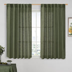 Linen Semi Sheer Curtains 48 Inch by LAMIT