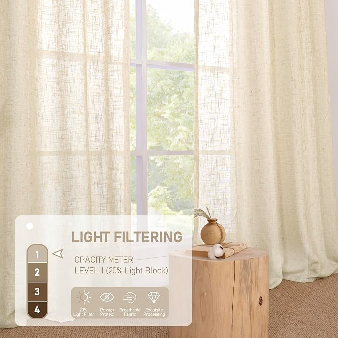 102 inches Long Sheer Linen Curtains - Image 4