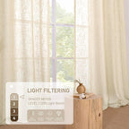 Beige 72 inch Length Linen Curtains 2 Panels Set - Image 4
