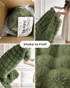 Ultra Soft Cozy Faux Fur Throw Blanket, Fuzzy Plush Thick Bubble Blanket - Image 7