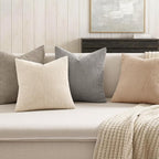 MIULEE Soft Corduroy Decorative Throw Pillow Covers Neutral Cream 18x18 | Set - Image 3