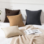 MIULEE Decorative Linen Pillow Covers 16x16 Inch Brown | Boho Farmhouse​ ​Fall - Image 4
