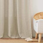 RYB HOME Linen Textured Semi Sheer Curtains Light Filtering Airy Solid Sheer - Image 6