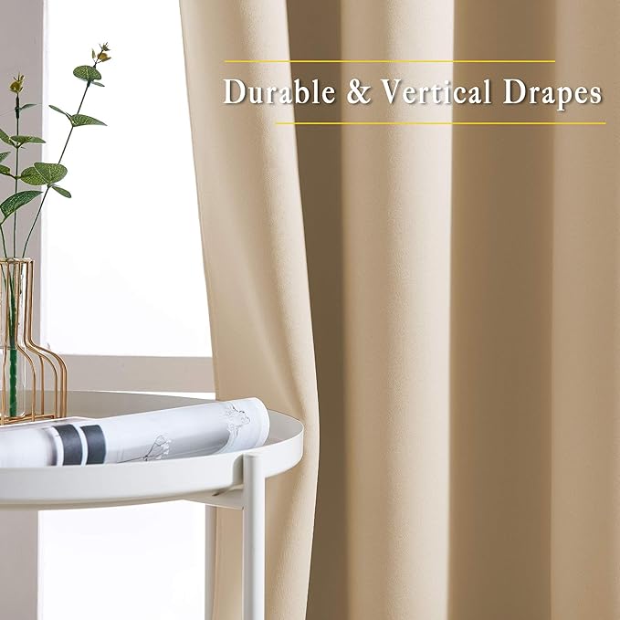 NICETOWN Beige Room Darkening Curtains Blackout 36 inch Curtains - Image 5