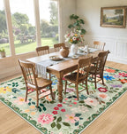 PLHXFR Area Rug Living Room: 5x7 Floral Washable Boho Soft Carpet Green | - Image 4