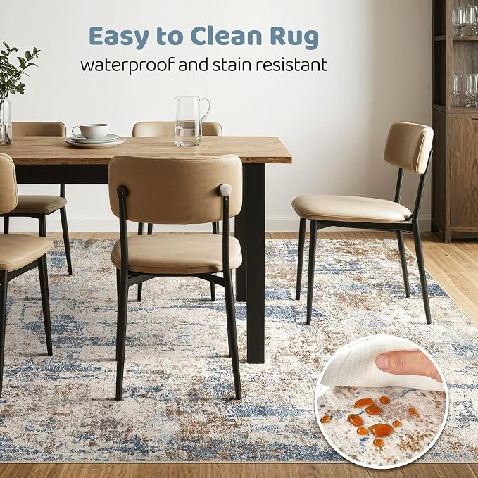 7x9 Area Rug Washable Rugs: Living Room Large Abstract Modern Soft Stain - Image 6