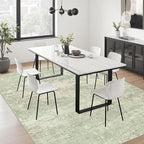 10x14 Area Rug Living Room: Modern Washable Soft Carpet Green Cream | - Image 4