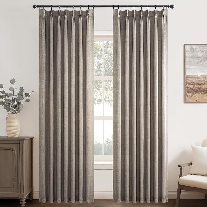 Topfinel 105 Inch Curtains 2 Panels Set, Two Packs Pinch Pleat Back Tab Linen - Image 9