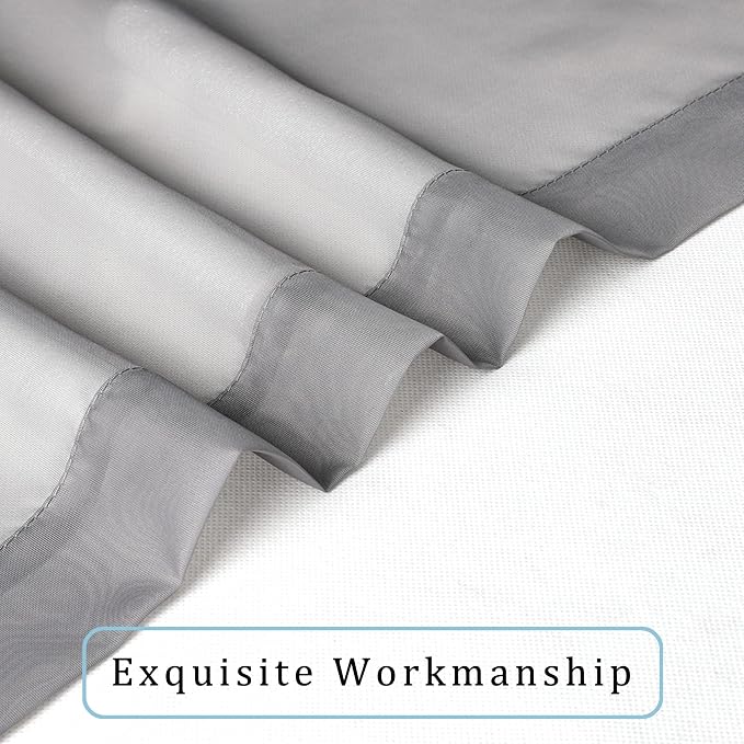 Sheer Curtains 90 Inch Length, Elegant Grey Sheer Curtains - Image 7