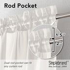 Simplebrand Rod Pocket Top Solid Voile Sheer Curtains - Image 2