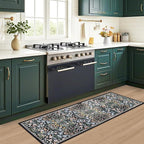 PLHXFR 2.6x8 Washable Runner Rug：Floral Indoor Kitchen Carpet Dark Black | - Image 6