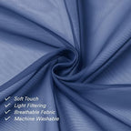 Royal Blue Sheer Curtains 36 Inch Length 2 Panels, Solid Voile Cafe Kitchen - Image 3
