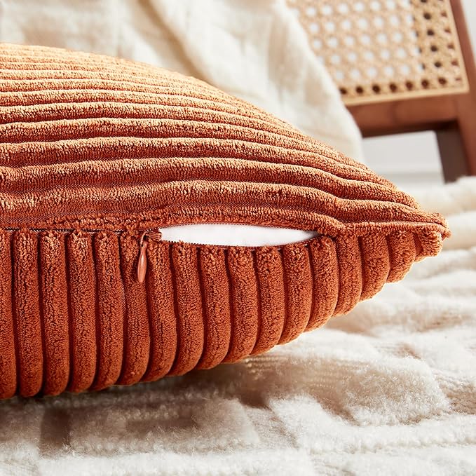 Fancy Homi Set of 2 Burnt Orange Samll Decorative Throw Pillow Covers 12x12 Inch - Image 3