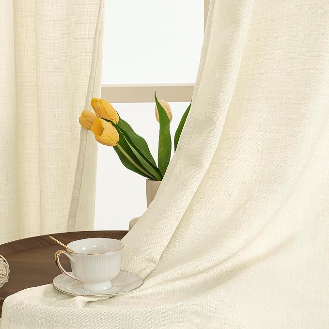 Beige Polyester Curtains 84 Inch Length - Image 3