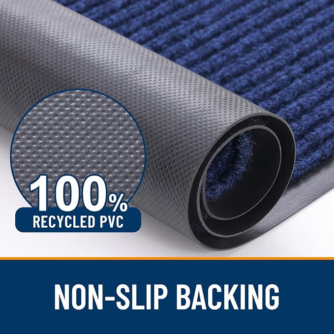 OLANLY Front Door Mat 71x47, Waterproof Heavy-Duty Indoor Outdoor Doormat | Blue - Image 3