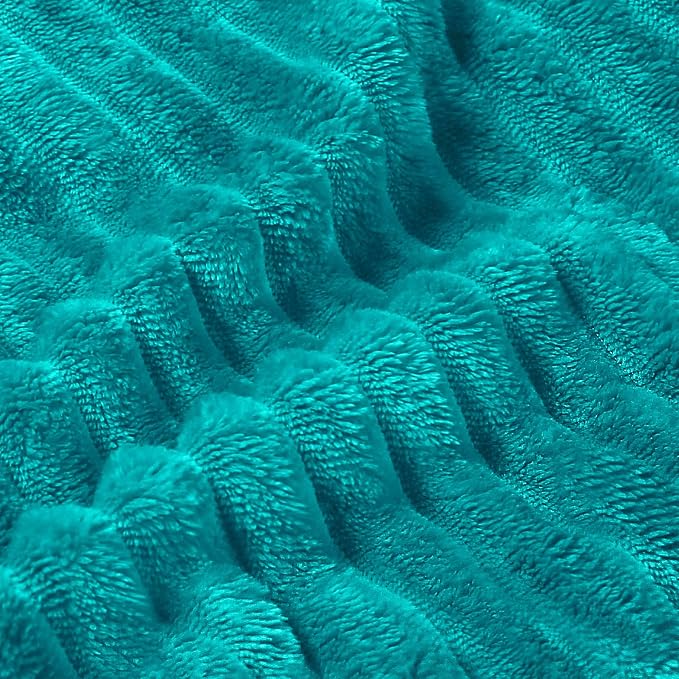 BEDELITE Ribbed Jacquard Ocean Blue Blankets Queen Size - Image 4