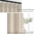 Extra Wide Natural Linen Curtains 84 Inch Length 2 Panels - Image 3