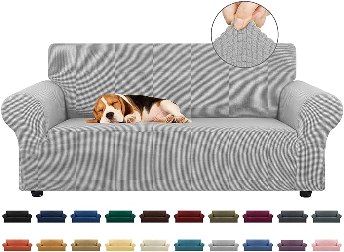 Stretch Loveseat Couch Cover, 2 Cushion Couch Slipcover, Elastic Bottom by KEKUOU