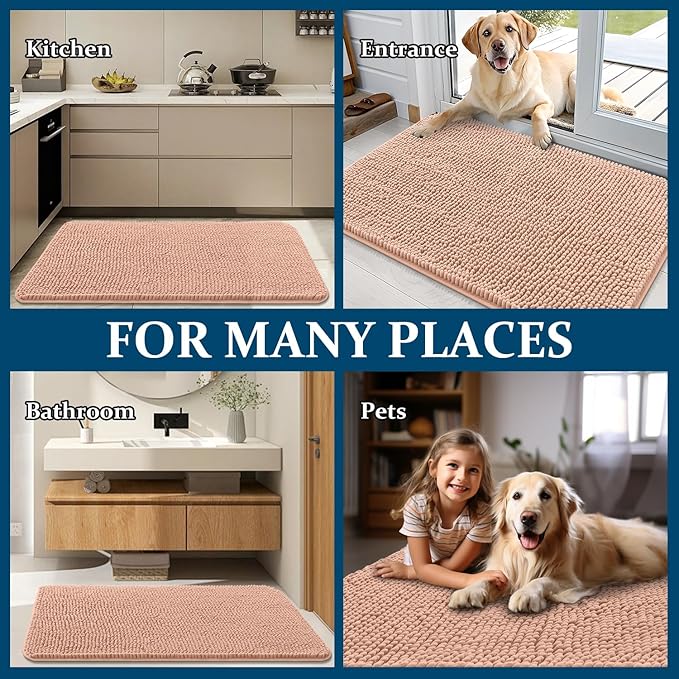 OLANLY Dog Door Mat for Muddy Paws 34x21, Super Absorbent Chenille Mud Mat | - Image 8