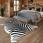 Faux Zebra Rug, Zebra Print Rug Animal Hide Rugs, 4.6 x 5.2 Ft Black | Premium - Image 7