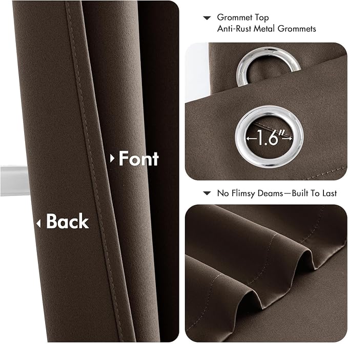 MIULEE Blackout Curtains for Bedroom 2 Panels 40"x72" Long Chocolate Brown | - Image 4
