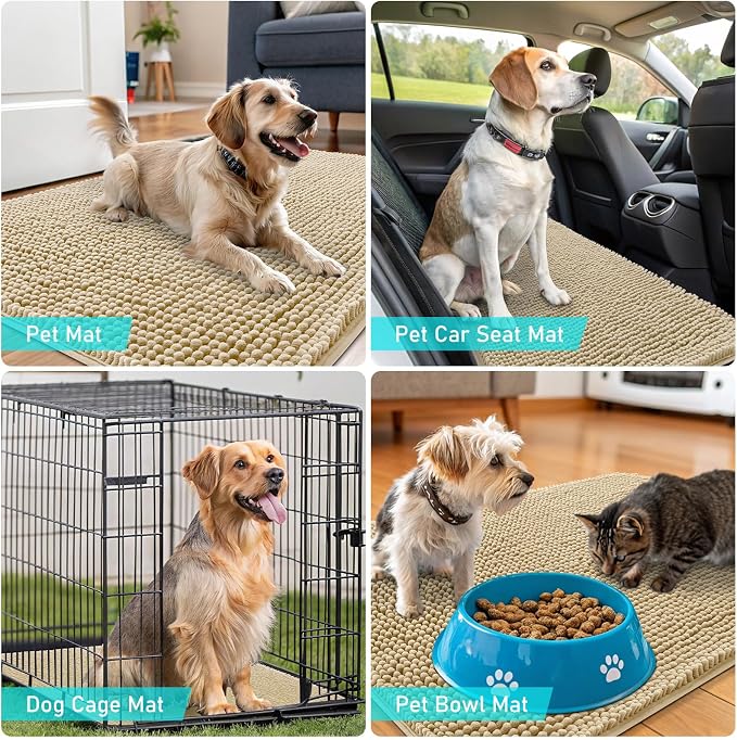 OLANLY Dog Door Mat for Muddy Paws 24x16, Super Absorbent Chenille Mud Mat | - Image 7