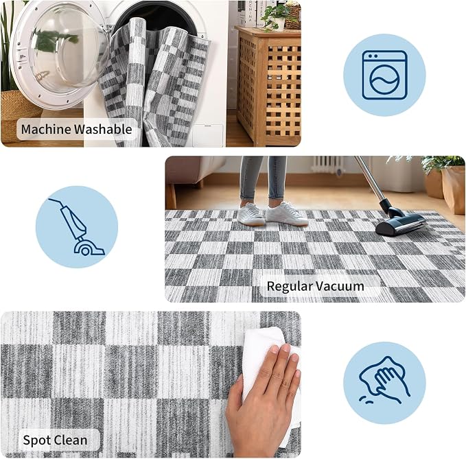 GarveeHome Checkered Washable 2x3 Rug Small Area Rugs Non-Slip - Image 8