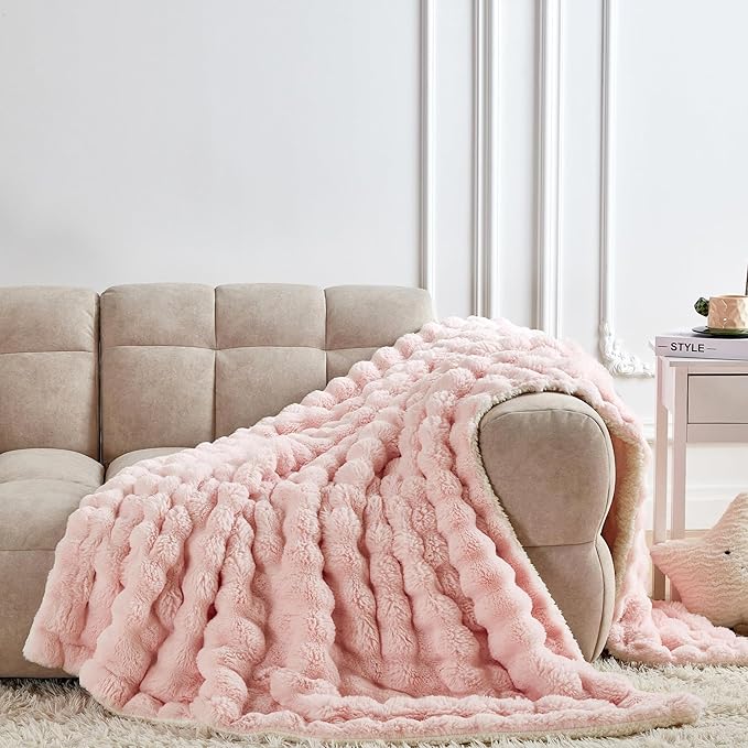 60x80 Inches Ultra-Soft Fuzzy Faux Fur Plush Twin Size Blanket - Image 2