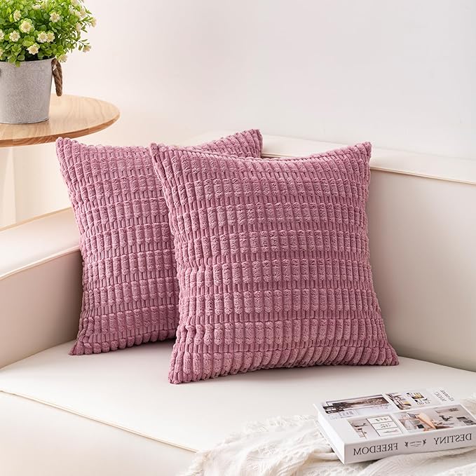 Aegero Pack of 2 Corduroy Decorative Throw Pillow Covers 16x16 Inch by Unknown
