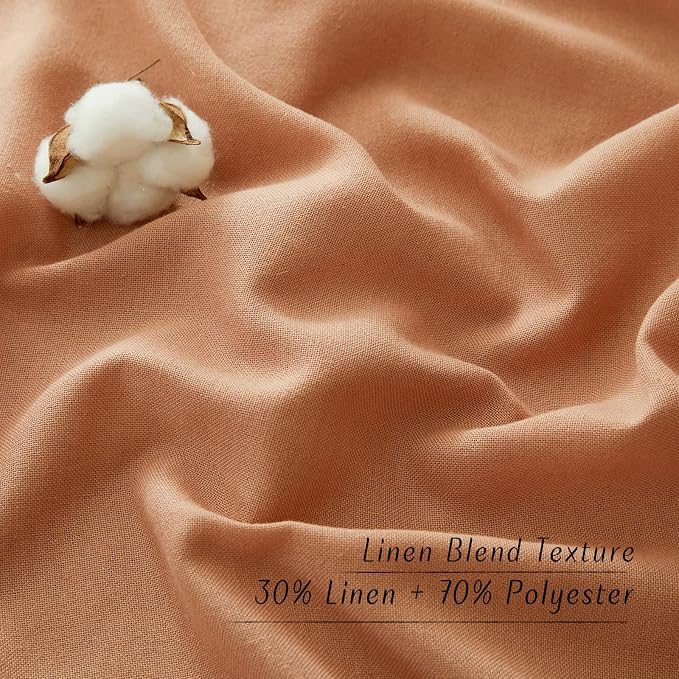 NICETOWN Thick Linen Burnt Orange Curtains - Image 4