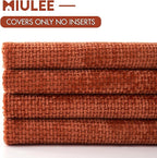 MIULEE Decorative Chenille Fall Pillow Covers Burnt Orange 20x20 Pack of 4 | - Image 6