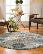 Lahome Moroccan Washable Round Rugs, Soft Vintage Round Rug 4ft | Distress - Image 5