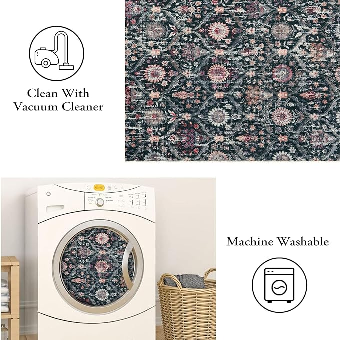 Lahome Moroccan Washable Rugs for Living Room, 4x6 Rug for Bedroom Non-Slip | - Image 4