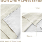 MIULEE Natural Pinch Pleated 100% Blackout Linen Curtains 40x100 Inches | Room - Image 5