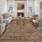 9x12 Brick Red Vintage Floral Washable Area Rug by HUGEAR