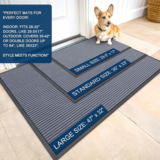 OLANLY Front Door Mat 71x34, Waterproof Heavy-Duty Indoor Outdoor Doormat | Ash - Image 2