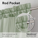 Simplebrand Sage Green Sheer Curtains 96 Inches Long, Light Filtering Rod - Image 6