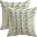 MIULEE Corduroy Decorative Throw Pillow Covers 20x20 Light Green Pack of 2 | - Image 6