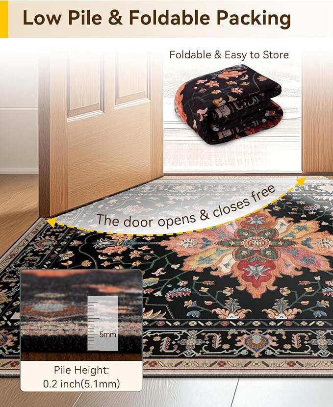 RELEANY Washable Area Rug, Small 2'x3', Water Repellent, Pet Friendly, Vintage - Image 7