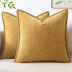 MIULEE Decorative Couch Throw Pillow Covers 20x20 Inch Gold 2 Pack | Mustard by MIULEE