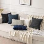 MIULEE Corduroy Decorative Throw Pillow Covers 16x16 Dark Grey Pack of 2 | Soft - Image 2