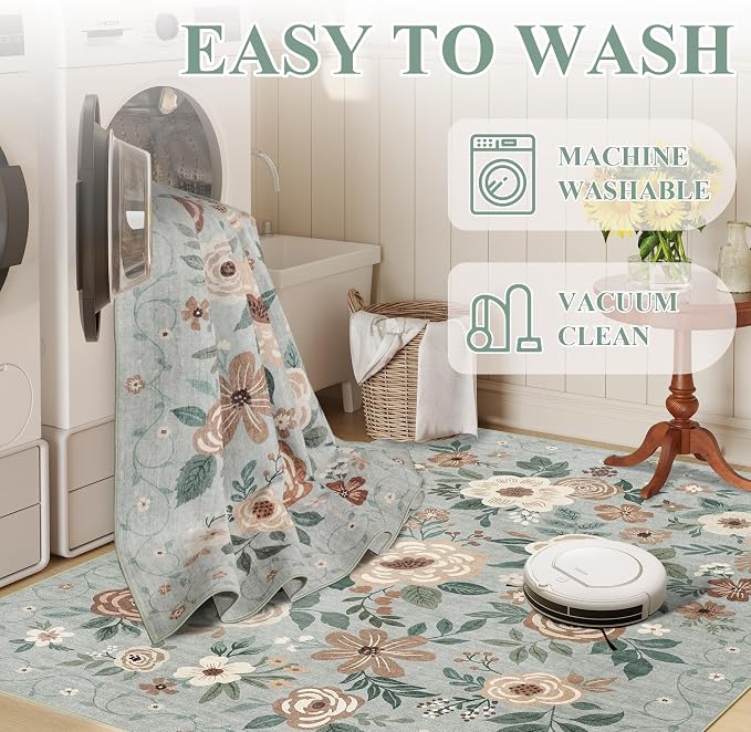 DUKINO 2x10 Runner Rug, Washable Kitchen Runner Rug Non Slip, Sage Green | Soft - Image 6