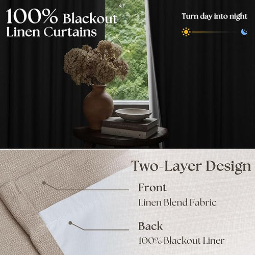 108 Inch Pinch Pleat Greyish Beige Room Darkening Curtains | 100% Blackout - Image 2
